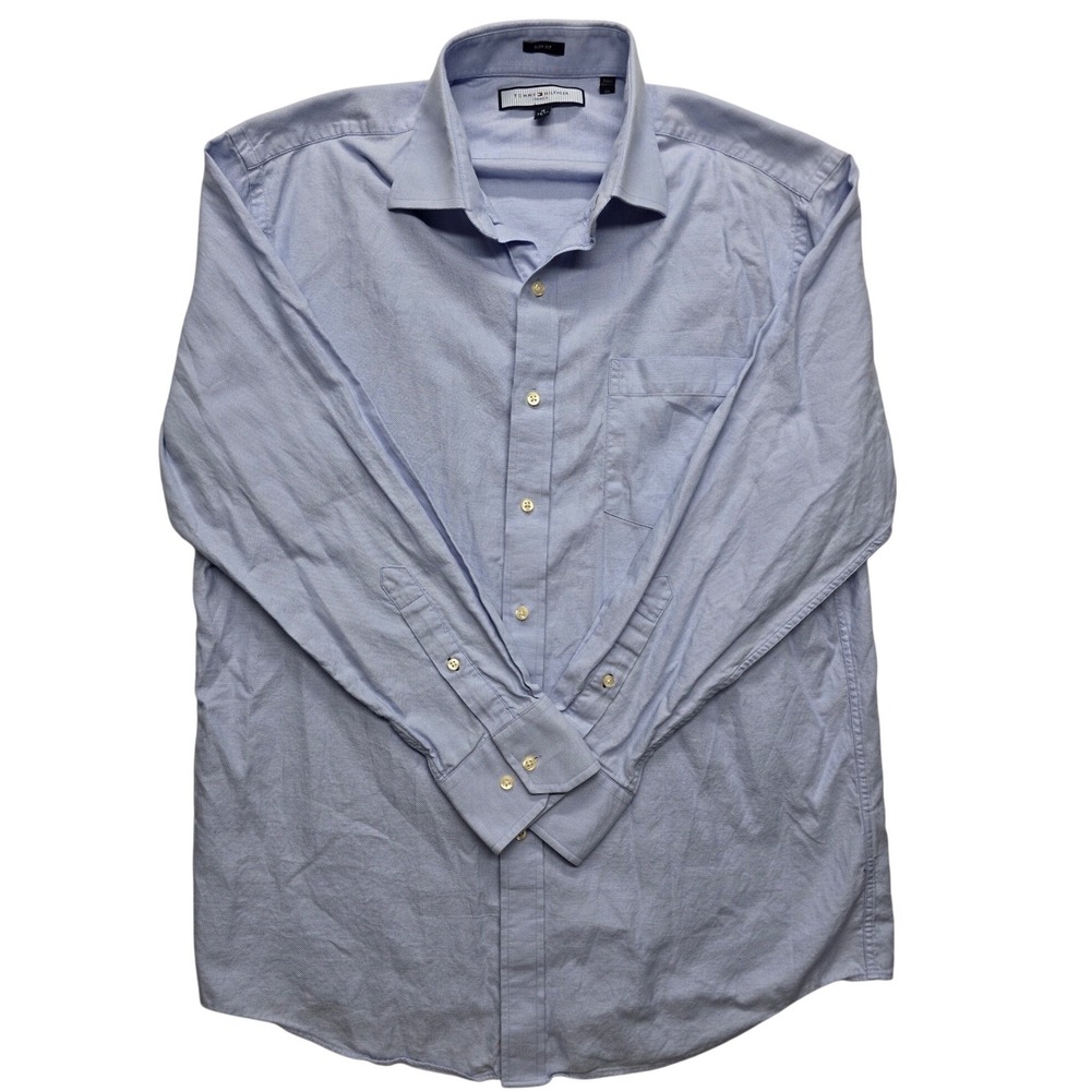 Tommy Hilfiger Ithaca Slim Fit Button Down Dress Shirt Light Blue Mens 16 32-33
